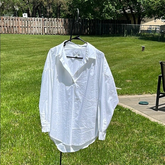 Magaschoni Women's Blouse White Oversized Long Sleeve Blouse Worn 1X Large EUC - Picture 1 of 13
